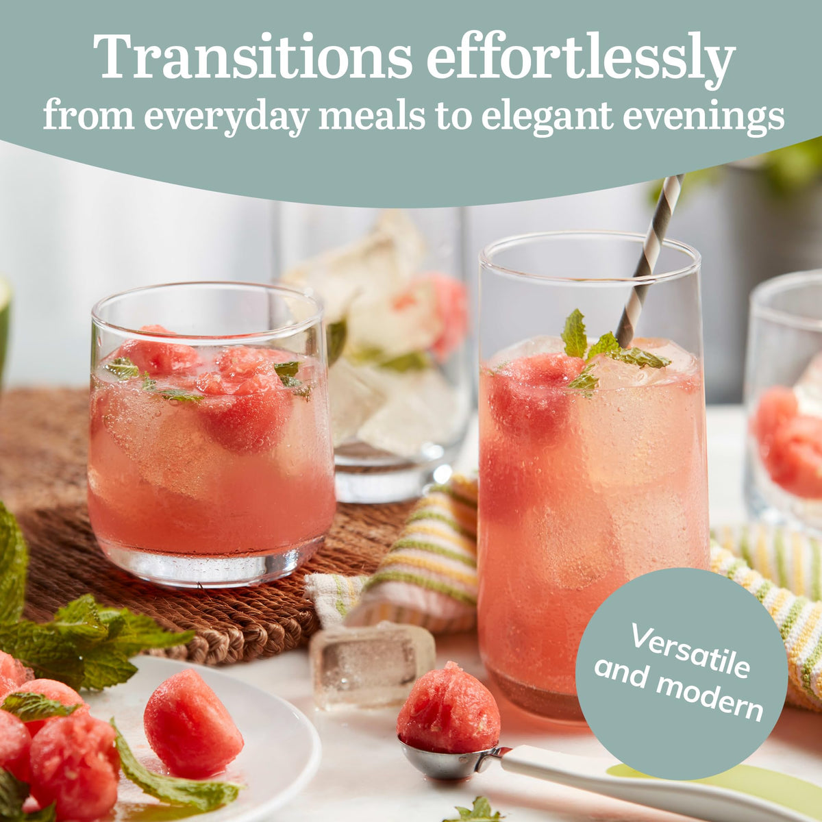 Glass Tumbler Set With Classic Cocktail Design