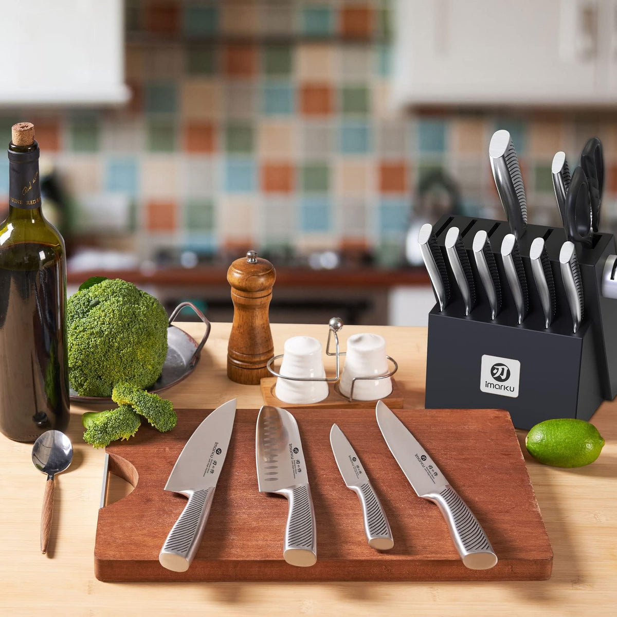 Knife Block Set With Precision Stainless Steel