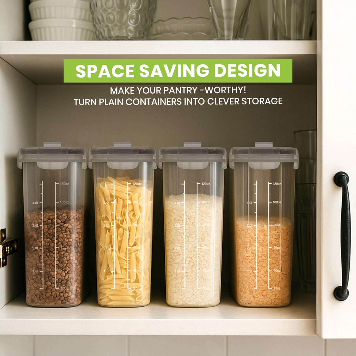 Airtight Cereal Storage Set With Clear Design