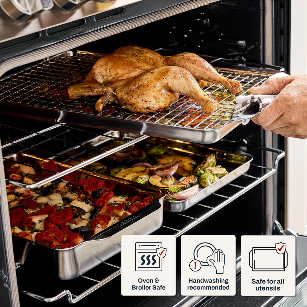 Tri-Ply Stainless Steel Baking Sheet for Even Heat