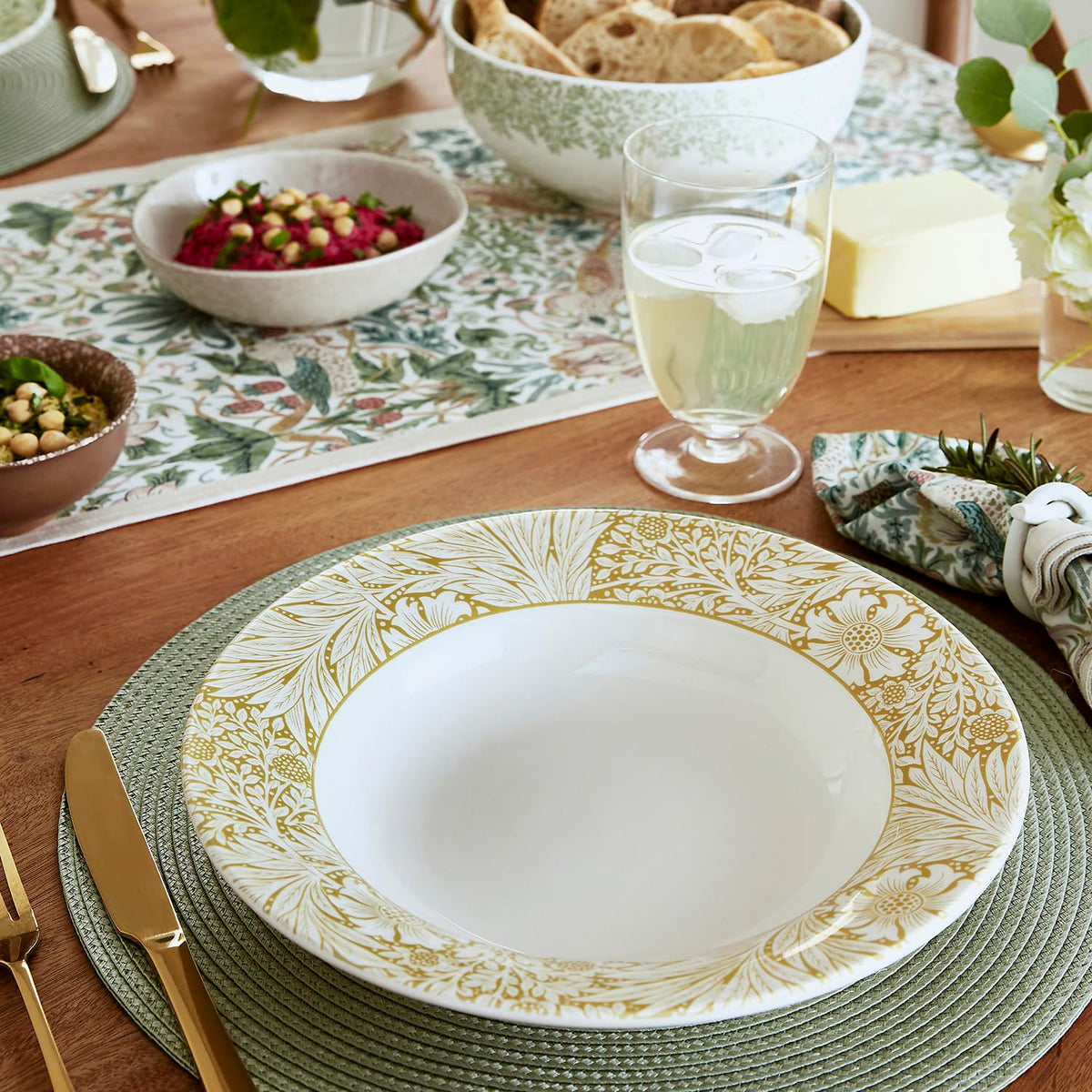 Bistro Pasta Bowl Set With Botanical Print