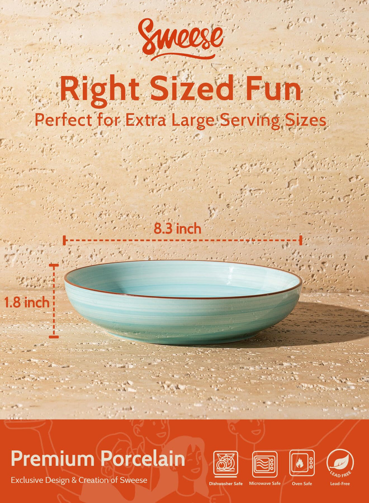 Porcelain Pasta Bowl Set With Smooth Curved Profile