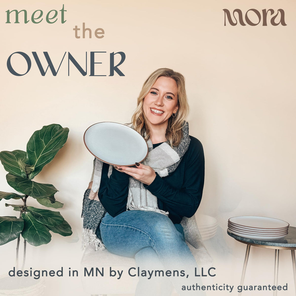 Ceramic Dinner Plate Set With Modern Rustic Glaze