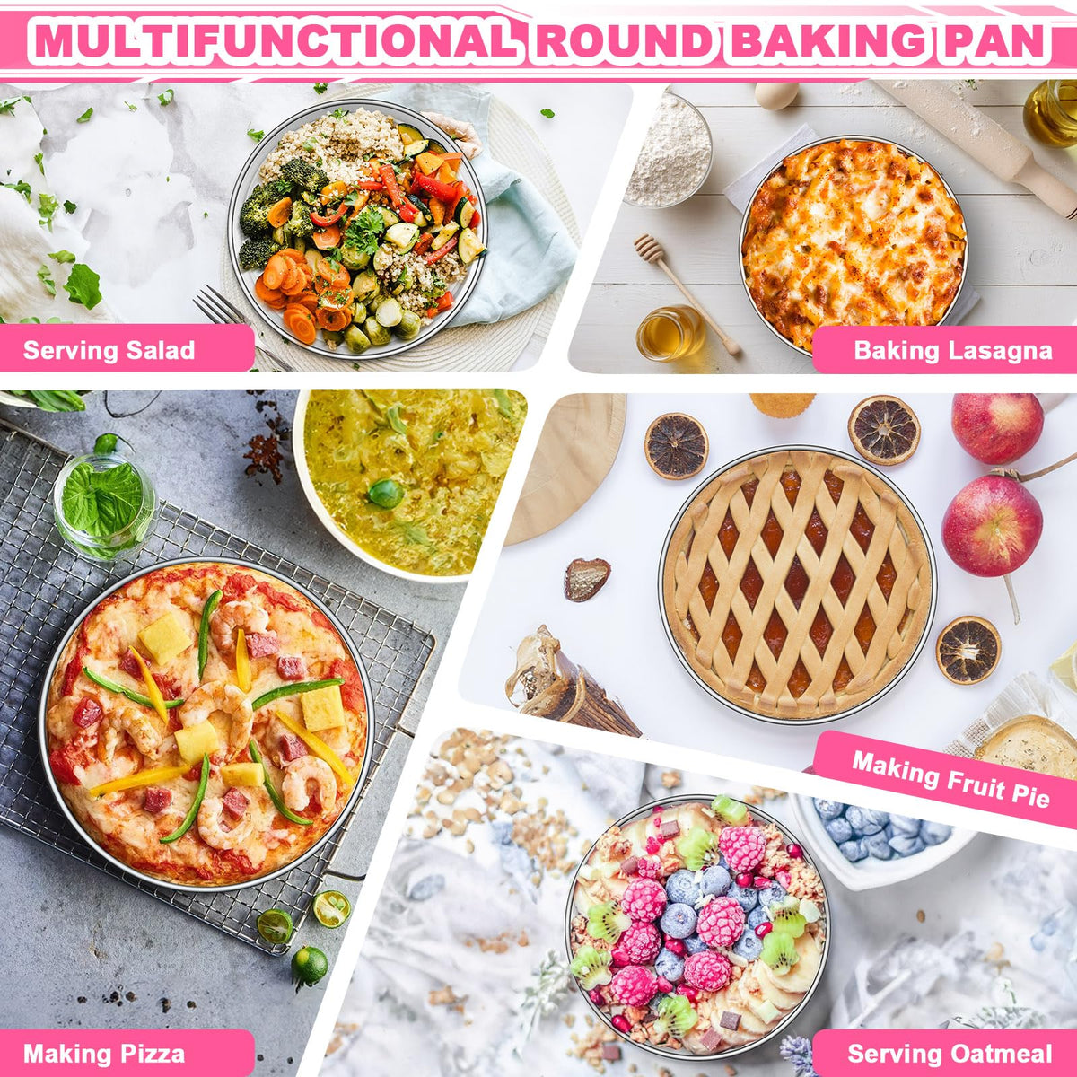 Stainless Steel Round Cake Pan Set With Leakproof Design
