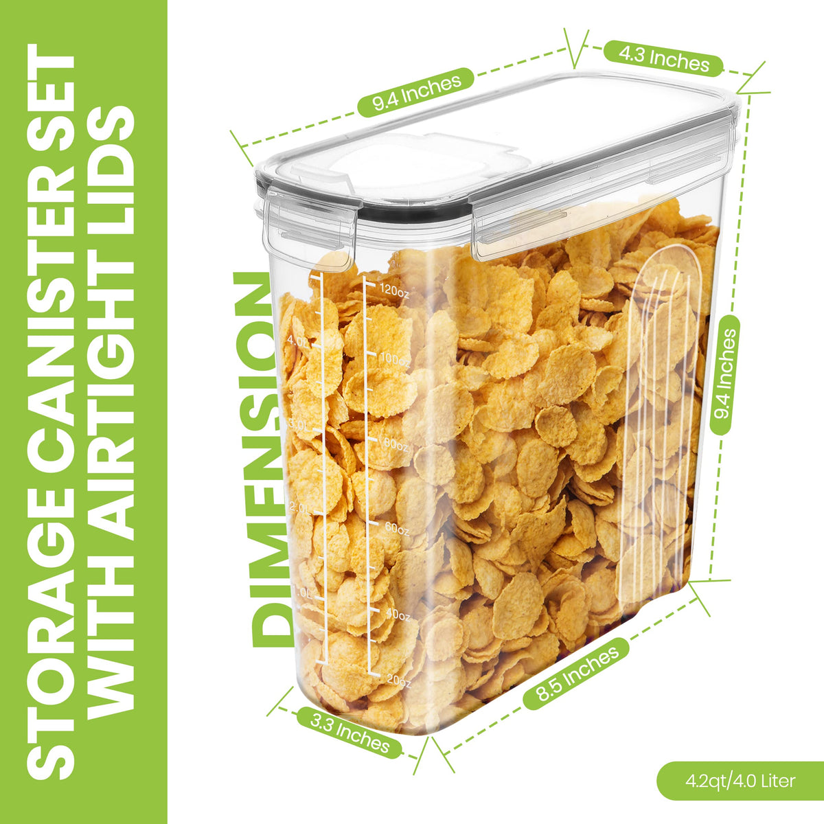 Airtight Cereal Storage Set With Clear Design