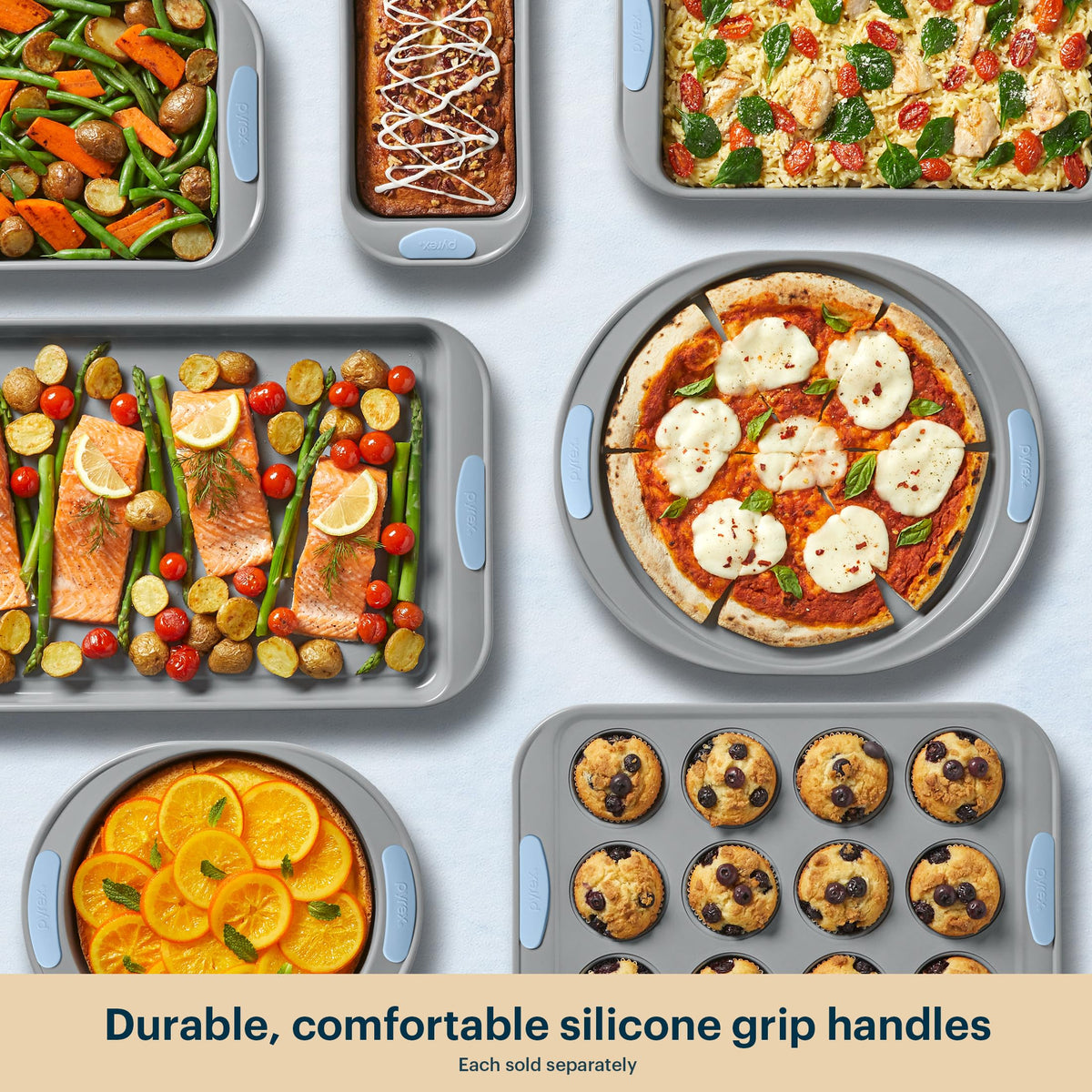 Stainless Steel Bakeware Set With Silicone Handles