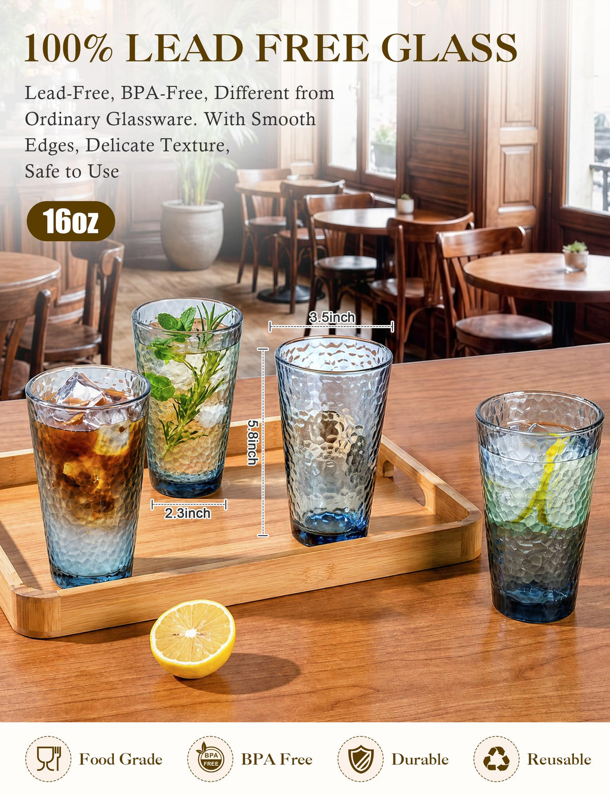 Hammered Drinking Cup Set With Textured Finish