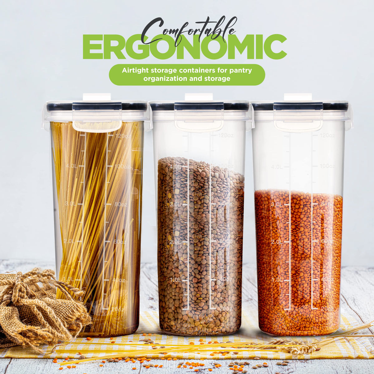 Airtight Cereal Storage Set With Clear Design